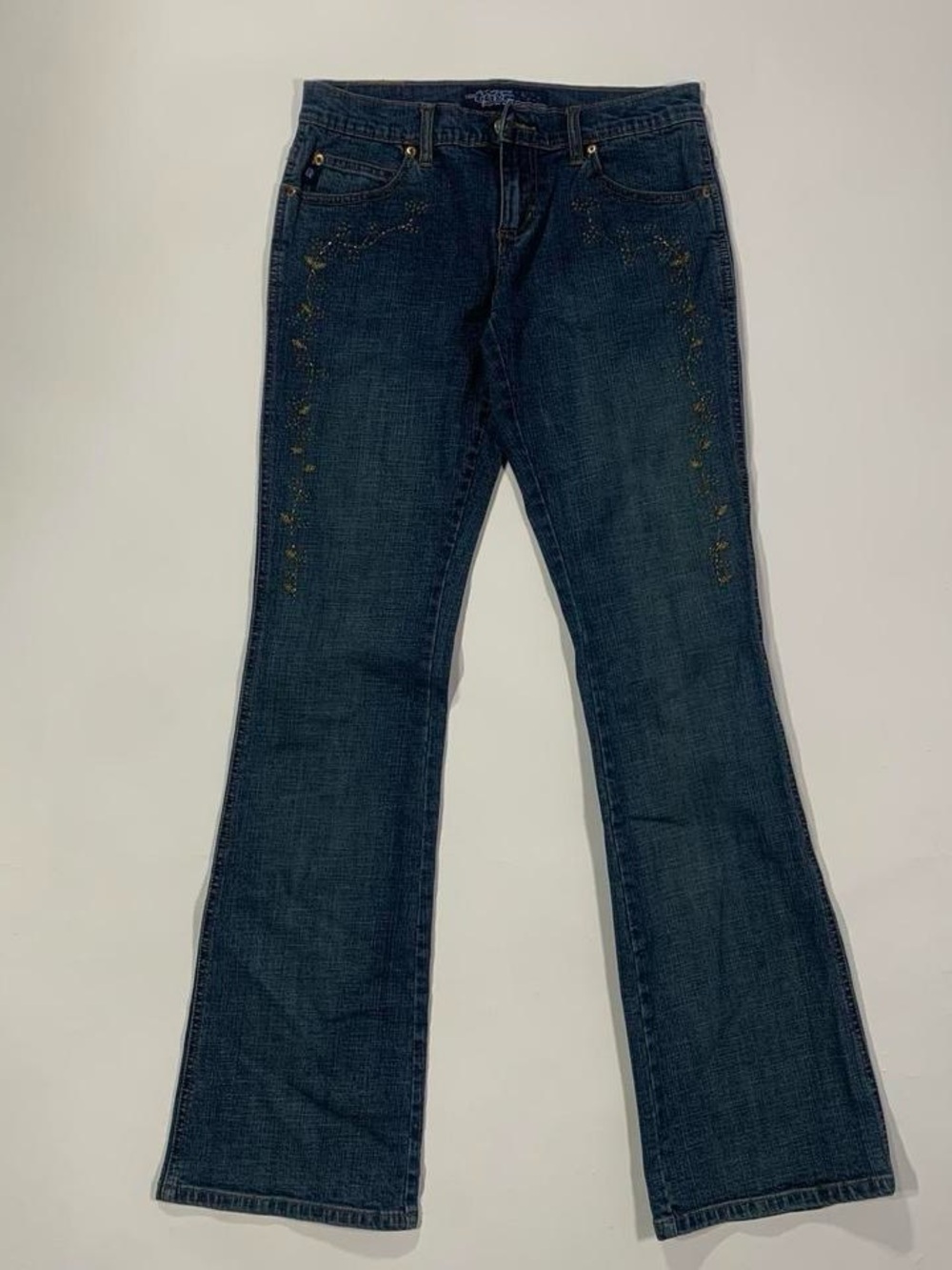 Tyte Embroidered Bootcut Jeans Low Rise Medium Wash Floral Y2K 2000s Size 3 Vtg